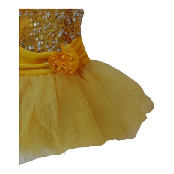 Curtain Call Costumes CXS Gold Silver Sequin Velvet Multi Layered Ballet Tutu - Picture 8 of 13